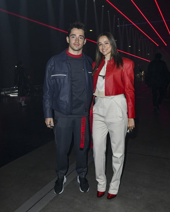 Charles Leclerc et sa compagne Charlotte Sine - People au défilé de mode automne-hiver 2022/2023 "Ferrari" lors de la fashion week de Milan. Le 27 février 2022