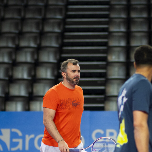 Entrainement de Jo-Wilfried Tsonga (Fra) en présence de son entraîneur Thierry Ascione lors de l'Open Sud de France 2021 à Montpellier, France, le 20 février 2021. © Jean-Baptiste Autissier/Panoramic/Bestimage