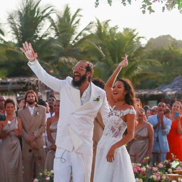 Exclusif - Joakim Noah, Lais Ribeiro - Joakim Noah et Lais Ribeiro se sont mariés devant leurs amis et leur famille sur la plage de Trancoso au Brésil le 13 juillet 2022.