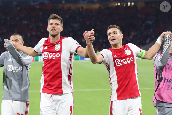Klaas-Jan Huntelaar (Ajax) ,Dusan Tadic (captain) (Ajax) lors du match UEFA Ligue des Champions opposant l'Ajax Amsterdam au LOSC Lille au stade Johan Cruijff à Amsterdam, Pays-Bas, le 17 septemnre 2019. L'Ajax a gagné 3-0.