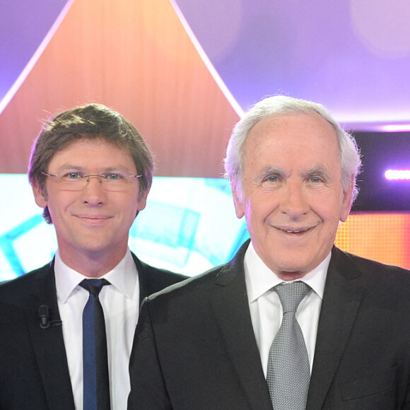 Bertrand Renard, Laurent Romejko, Patrice Lafont et Arielle Boulin-Prat enregistrement de l'émission anniversaire des 40 ans de "Des chiffres et des lettres" © Guillaume Gaffiot /Bestimage