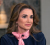 La reine Rania de Jordanie lors d'une interview sur la crise du climat à Amman. 