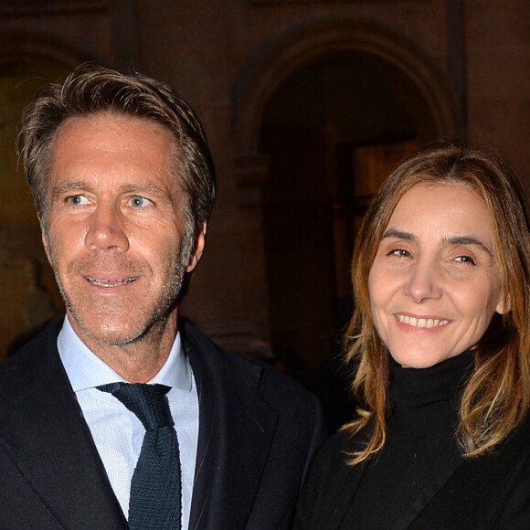 Semi-exclusif - Le prince Emmanuel-Philibert de Savoie et sa femmme Clotilde Courau lors de la cérémonie d'installation de F.Mitterrand à l'académie des Beaux-Arts à Paris, France, le 6 février 2020. © Veeren/Bestimage 