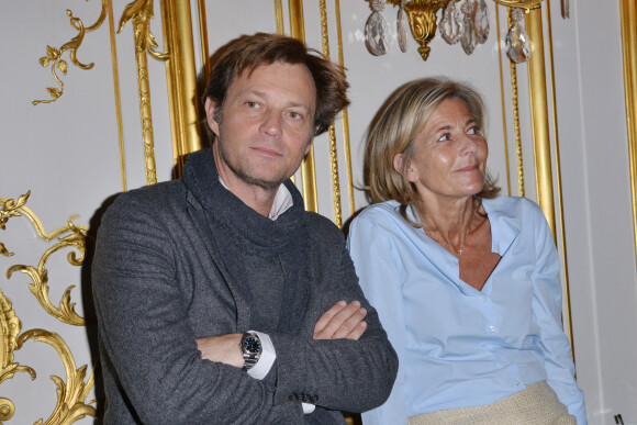 Laurent Delahousse, Claire Chazal à la conférence de presse de la Flamme Marie Claire à l'hôtel Marois dans les salons France-Amériques à Paris, le 14 juin 2016.