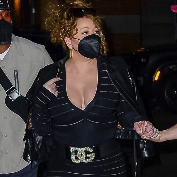 Exclusif - Mariah Carey et son compagnon Bryan Tanaka arrivent au restaurant "Mr. Chow" à New York, le 3 août 2022.