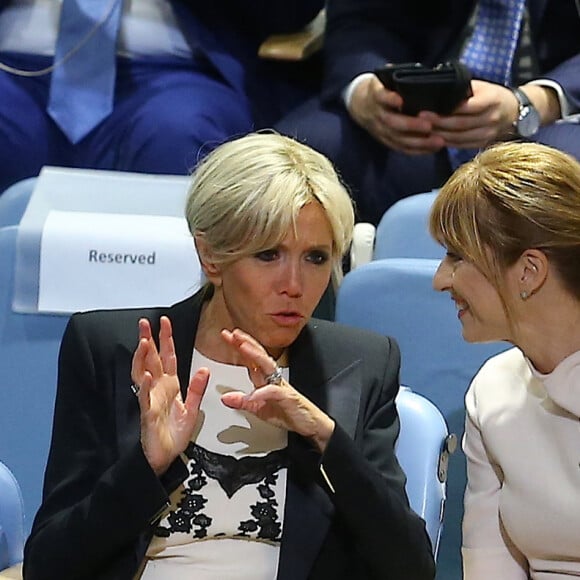 Brigitte Macron assiste au discours de son mari , le président de la république, devant la 72ème assemblée générale de l'organisation des Nations Unies à New York le 19 septembre 2017.