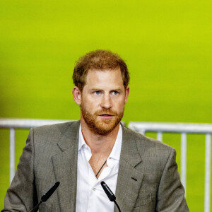 Le prince Harry, duc de Sussex, lors d'une conférence de presse pour l'événement Invictus Games Dusseldorf 2023 One Year to Go à Düsseldorf, Allemagne, le 6 septembre 2022. 