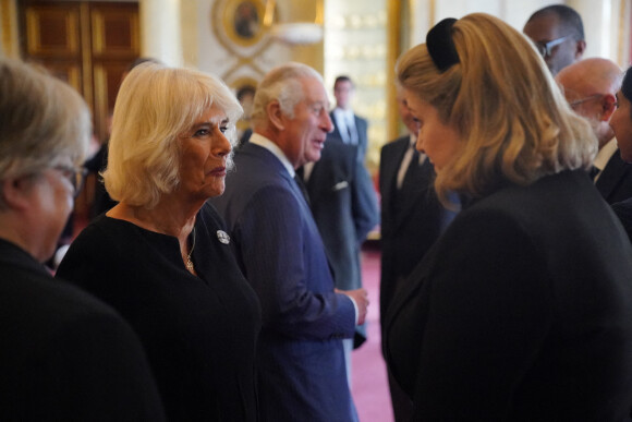 Penny Mordaunt reçue par la reine consort Camilla Parker Bowles au palais de Buckingham à Londres. Le 10 septembre 2022