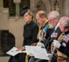 Le roi Charles III d'Angleterre, Camilla Parker Bowles, reine consort d'Angleterre, le prince Andrew, duc d'York, la princesse Anne, Tim Laurence, Sophie Rhys-Jones, duchesse de Wessex, le prince Edward, comte de Wessex - Prière pour le décès de la reine Elisabeth II en la cathédrale St Giles d'Édimbourg, Royaume Uni, le 12 septembre 2022.