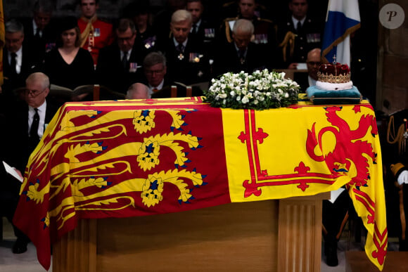 Le prince Edward, comte de Wessex, le roi Charles III d'Angleterre, Camilla Parker Bowles, reine consort d'Angleterre, la princesse Anne, et Tim Laurence - Prière pour le décès de la reine Elisabeth II en la cathédrale St Giles d'Édimbourg, Royaume Uni, le 12 septembre 2022.