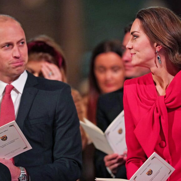 Le prince William, duc de Cambridge, et Catherine (Kate) Middleton, duchesse de Cambridge, participent au concert de Noël "Royal Carols - Together At Christmas", organisé par la duchesse à l'abbaye de Westminster à Londres, le 8 décembre 2021. Le concert sera diffusé sur la chaîne britannique ITV la veille de Noël. 