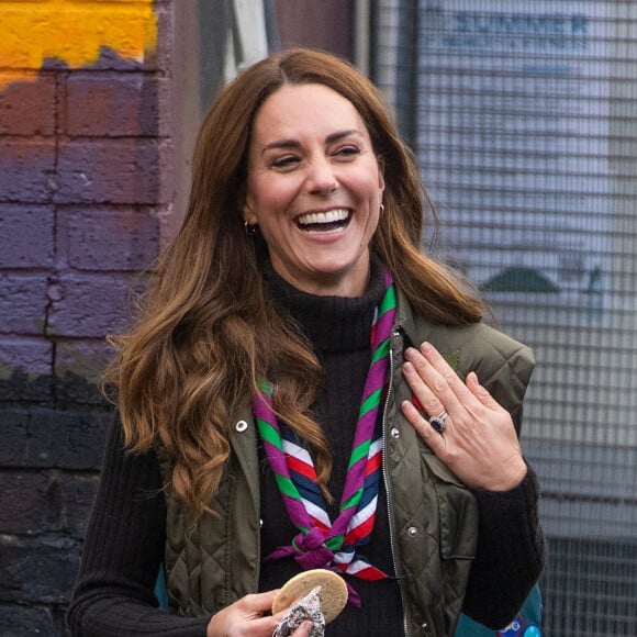 Catherine Kate Middleton, duchesse de Cambridge lors d'une visite aux scouts à Alexandra Park pour leur campagne PromiseToThePlanet des scouts à Glasgow en marge de la COP26 le 1er novembre 2021. 