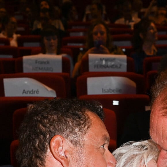 Dany Boon, Line Renaud et Bertrand Delanoë - Soirée d'ouverture du festival au théâtre et projection du film "Une belle course" lors du 15ème festival du film francophone d'Angoulême le 23 août 2022. © Coadic Guirec / Bestimage 