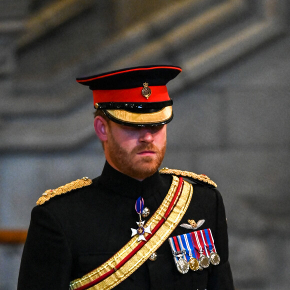 Le prince Harry, duc de Sussex - Veillée des petits-enfants de la reine Elizabeth II au Westminster Hall à Londres, Royaume Uni, le 17 septembre 2022. 