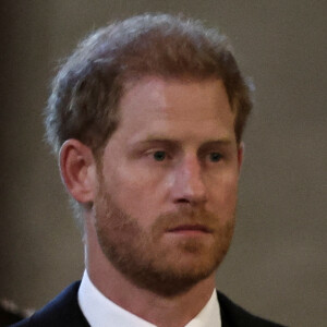 Le prince Harry, duc de Sussex, le prince de Galles William - Intérieur - Procession cérémonielle du cercueil de la reine Elisabeth II du palais de Buckingham à Westminster Hall à Londres.