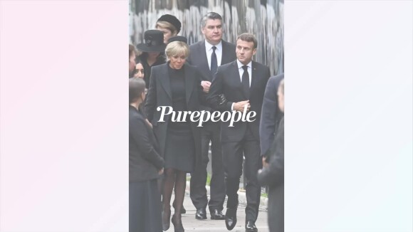 Funérailles d'Elizabeth II : Brigitte Macron, chapeau et voilette noire de circonstance, au bras d'Emmanuel