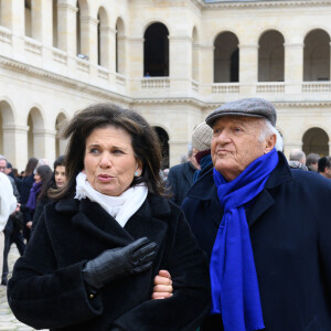 Anne Sinclair et Pierre Nora - Cérémonie d'hommage national à Jean Daniel aux Invalides à Paris, le 28 février 2020. © Jacques Witt / Pool / Bestimage