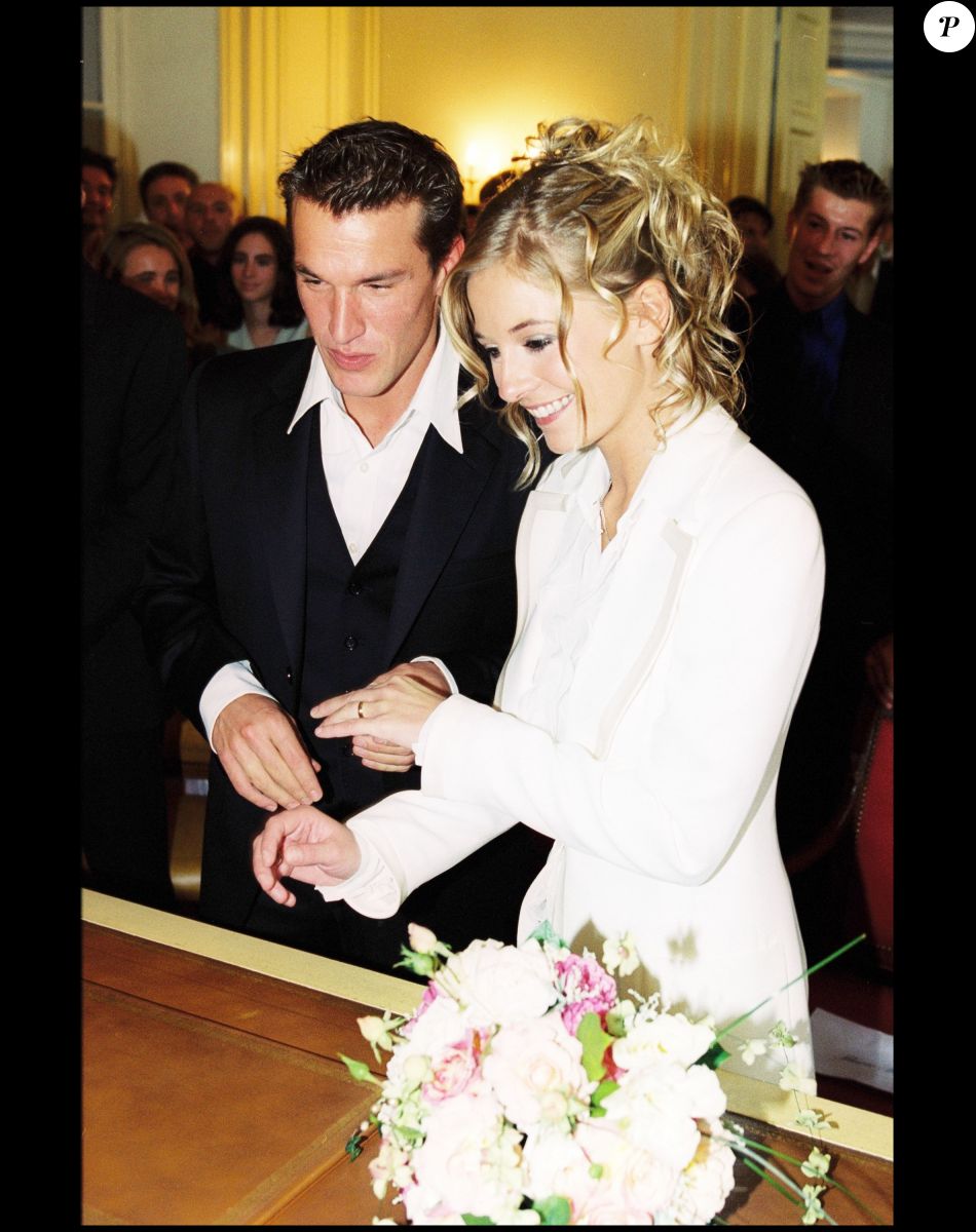 Benjamin Castaldi et Flavie Flament lors de leur mariage en 2002