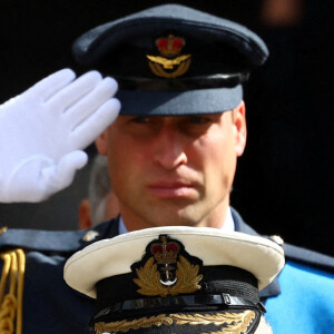 Le roi Charles III d'Angleterre et le prince William, prince de Galles arrivent à l'Abbaye de Westminster pour les funérailles d'Etat de la reine Elizabeth II à Londres, Royaume Uni, le 19 septembre 2022.