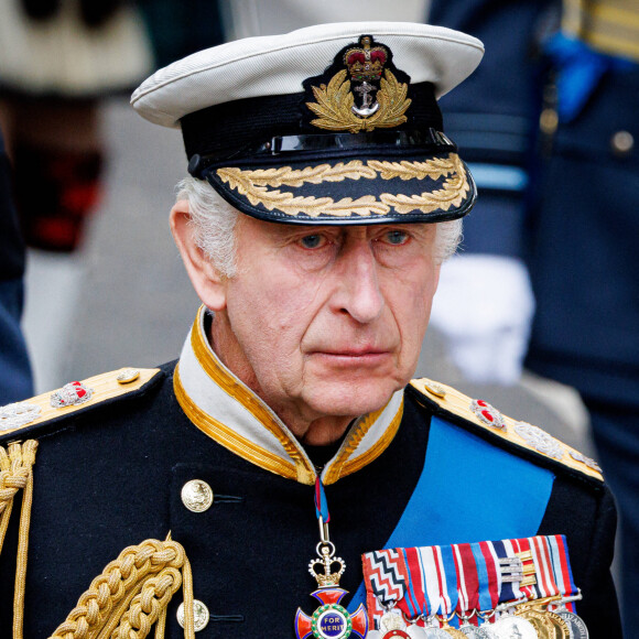 Le roi Charles III d'Angleterre - Funérailles d'Etat de la reine Elizabeth II d'Angleterre, à Londres, Royaume Uni, le 19 septembre 2022. 