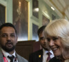 Le roi Charles III d'Angleterre et Camilla Parker Bowles, reine consort d'Angleterre, organisent une réception pour célébrer les communautés sud-asiatiques britanniques, au palais de Holyroodhouse à Édimbourg (Ecosse), le 3 octobre 2022.