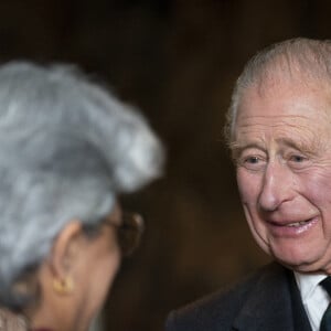 Le roi Charles III d'Angleterre et Camilla Parker Bowles, reine consort d'Angleterre, organisent une réception pour célébrer les communautés sud-asiatiques britanniques, au palais de Holyroodhouse à Édimbourg (Ecosse), le 3 octobre 2022.