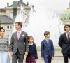 Prince Joachim et princesse Marie, prince Nikolai, prince Felix, prince Henrik, princesse Athena - Arrivées au déjeuner du jubilé des 50 ans de règne de la reine Margrethe II de Danemark sur le bateau royal danois Dannebrog à Copenhague. Le 11 septembre 2022 