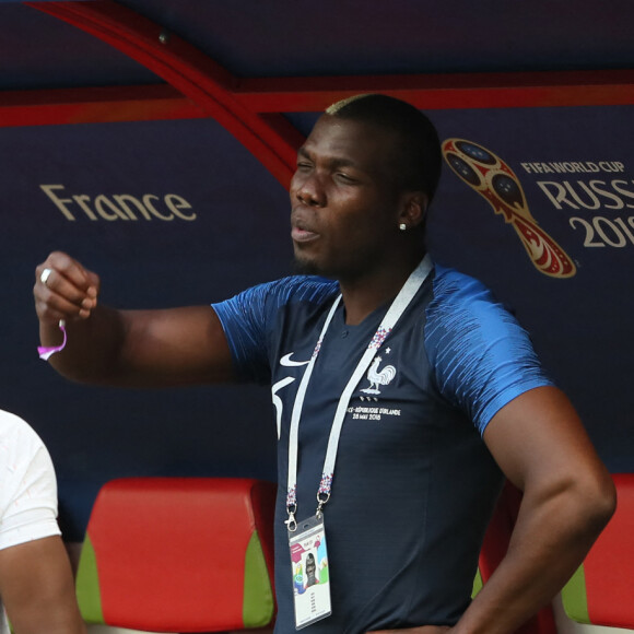 Info - Une enquête ouverte après des tentatives d'extorsion sur Paul Pogba - Paul Pogba et ses frères Florentin Pogba et Mathias Pogba - Célébrités dans les tribunes opposant la France à l'Argentine lors des 8ème de finale de la Coupe du monde à Kazan en Russie le 30 juin 2018 © Cyril Moreau/Bestimage