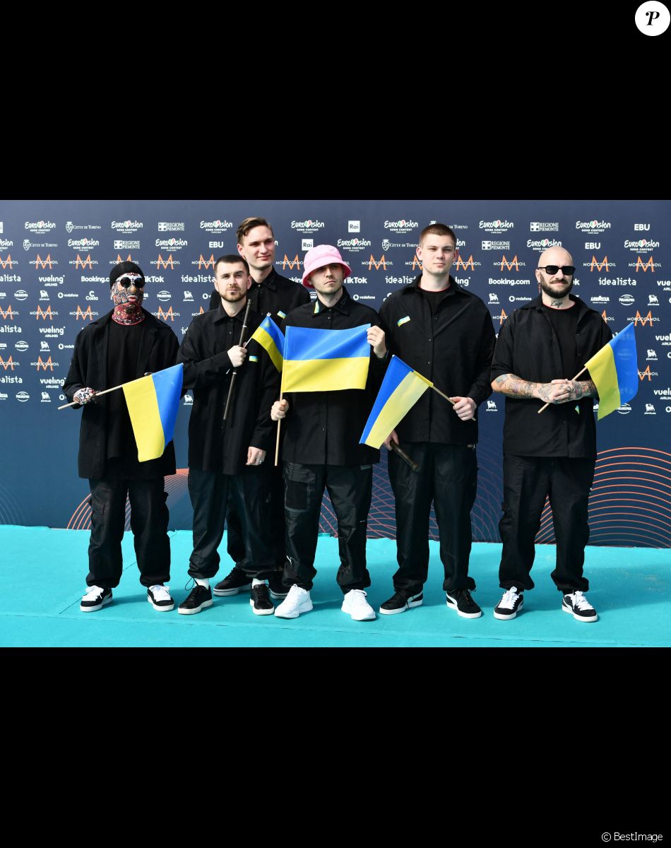 Ucraina: Kalush Orchestra au photocall de "l'Eurovision 2022" à Turin, le 8 mai 2022.