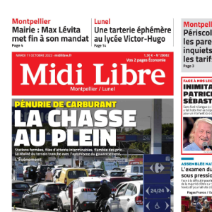 Une de "Midi Libre" du mardi 11 octobre 2022