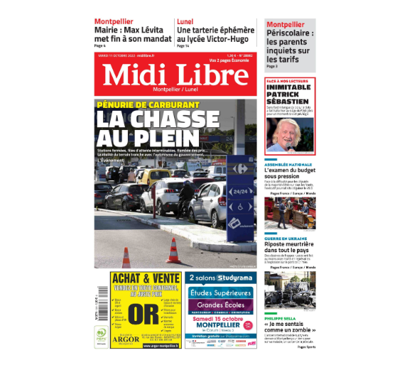 Une de "Midi Libre" du mardi 11 octobre 2022