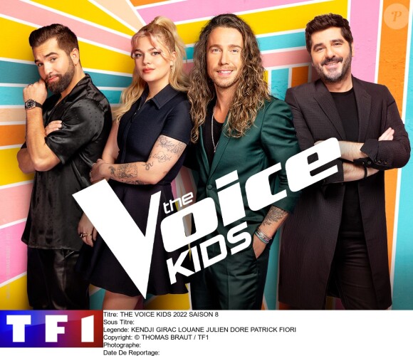 Photo officielle des coachs de The Voice Kids Julien Doré, Louane, Kendji Girac et Patrick Fiori