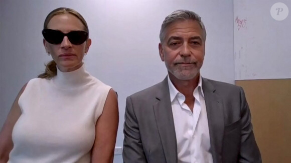 George Clooney et Julia Roberts en visio lors de l'émission "Jimmy Kimmel Live", pour la promotion du film "The Tender Bar".