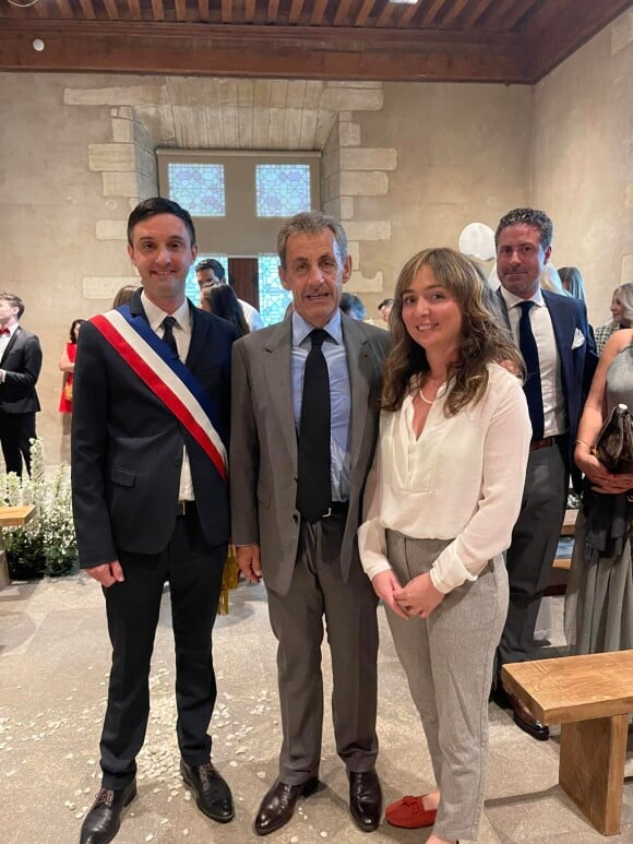 Mariage de Louis Sarkozy et Natali Husic à Gordes, en Provence le 24 septembre 2022, en présence du maire de Gordes, Richard Kitaeff, Nicolas Sarkozy.