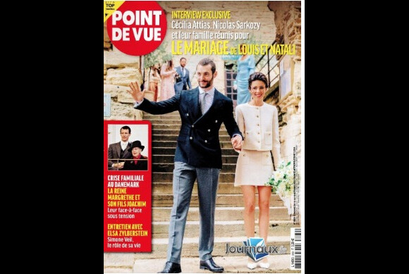 Louis Sarkozy et sa femme Natali Husic en couverture de "Point de Vue", numéro du 12 octobre 2022.