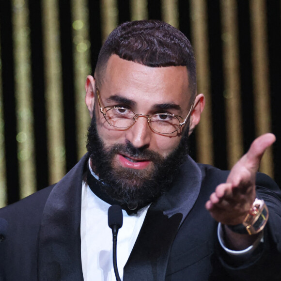Karim Benzema sacré Ballon d'Or 2022 au théâtre du Ch$atelet à Paris, le 17 octobre 2022. Photo by Gao Jing/Xinhua/ABACAPRESS.COM