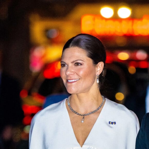 La princesse Victoria et le prince Daniel de Suède lors d'une soirée de concert offerte au roi et à la reine de Suède à Stockholm, à l'occasion du voyage officiel du couple royal des Pays-Bas en Suède. Le 12 octobre 2022