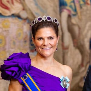 La princesse Victoria de Suède - Banquet d'état au palais royal de Stockholm en l'honneur de la famille royale des Pays-Bas le le 11 octobre 2022. 