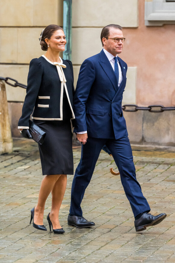 La princesse Victoria de Suède et le prince Daniel de Suède - La famille royale de Suède lors du service religieux pour l'ouverture du Parlement 2022 (Riksmötets öppnande) à la cathédrale Storkyrkan à Stockholm, Suède, le 27 septembre 2022. 