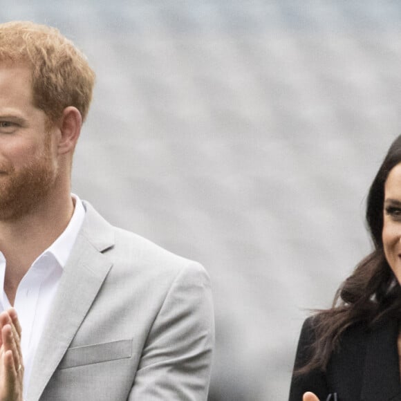 Le prince Harry, duc de Sussex et sa femme Meghan Markle, duchesse de Sussex assistent aux jeux gaélique à Croke Park à Dublin le 11 juillet 2018 