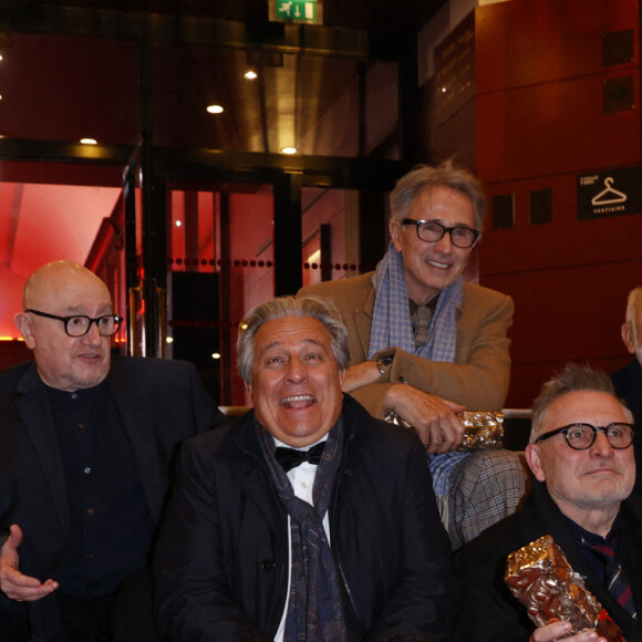 César d'anniversaire pour le Splendide - Marie Anne Chazel, Michel Blanc, Christian Clavier, Thierry Lhermitte, Gérard Jugnot, Josiane Balasko, Bruno Moynot lors de la pressroom (press room) remise des prix lors de la 46ème cérémonie des César à l'Olympia à Paris le 12 mars 2021 © Thomas Samson / Pool / Bestimage 