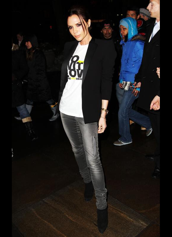 Victoria Beckham lors de la Fashion Week à New York le 12 février 2010