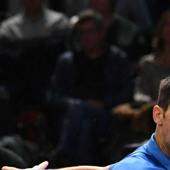Novak Djokovic - Holger Rune remporte la finale du Rolex Paris Masters 2022 contre Novak Djokovic à Paris le 6 novembre 2022 . © Veeren/Bestimage 