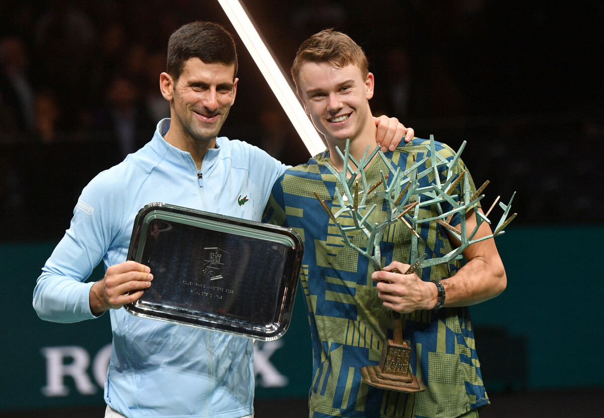 Photo : Novak Djokovic Et Holger Rune - Cérémonie De Remise Des ...