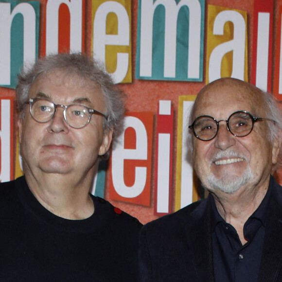 Exclusif - Dominique Besnehard et Jean-Louis Livi lors de l'avant-première du film "Les lendemains de veille" au cinéma Les 7 Parnassiens à Paris le 7 novembre 2022. © Denis Guignebourg / Bestimage