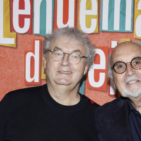 Exclusif - Dominique Besnehard et Jean-Louis Livi lors de l'avant-première du film "Les lendemains de veille" au cinéma Les 7 Parnassiens à Paris le 7 novembre 2022. © Denis Guignebourg / Bestimage