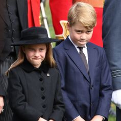 La princesse Charlotte de Galles et Le prince George de Galles - Funérailles nationales de la reine Elizabeth II à Londres. © Avalon/panoramic/Bestimage
