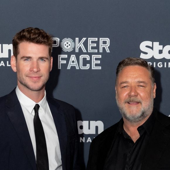 Liam Hemsworth, Russel Crowe à la première du film "Poker Face" à Sydney, le 15 novembre 2022. 