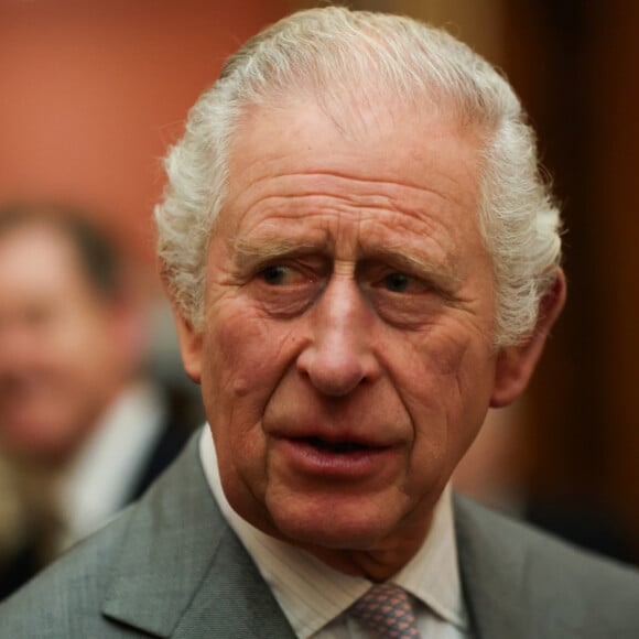 Le roi Charles III d'Angleterre lors d'une réception au palais de Buckingham à Londres.