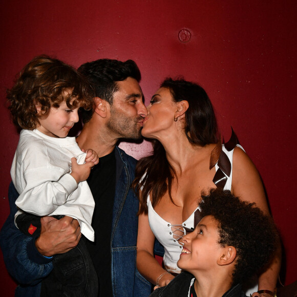 Rachel Legrain-Trapani, son compagnon Valentin Léonard et ses fils Andrea et Gianni - Défilé d'ouverture du salon du chocolat à Paris, le 27 octobre 2022. © Veeren / Pierre Perusseau / Bestimage